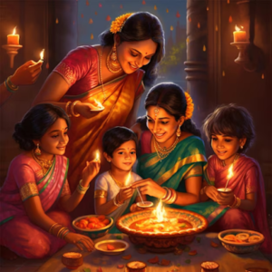 Diwali, the Festival of Lightsدیوالی کی تقریبات میں روشنیاں، آتش بازی، دعوتیں شامل ہیں۔